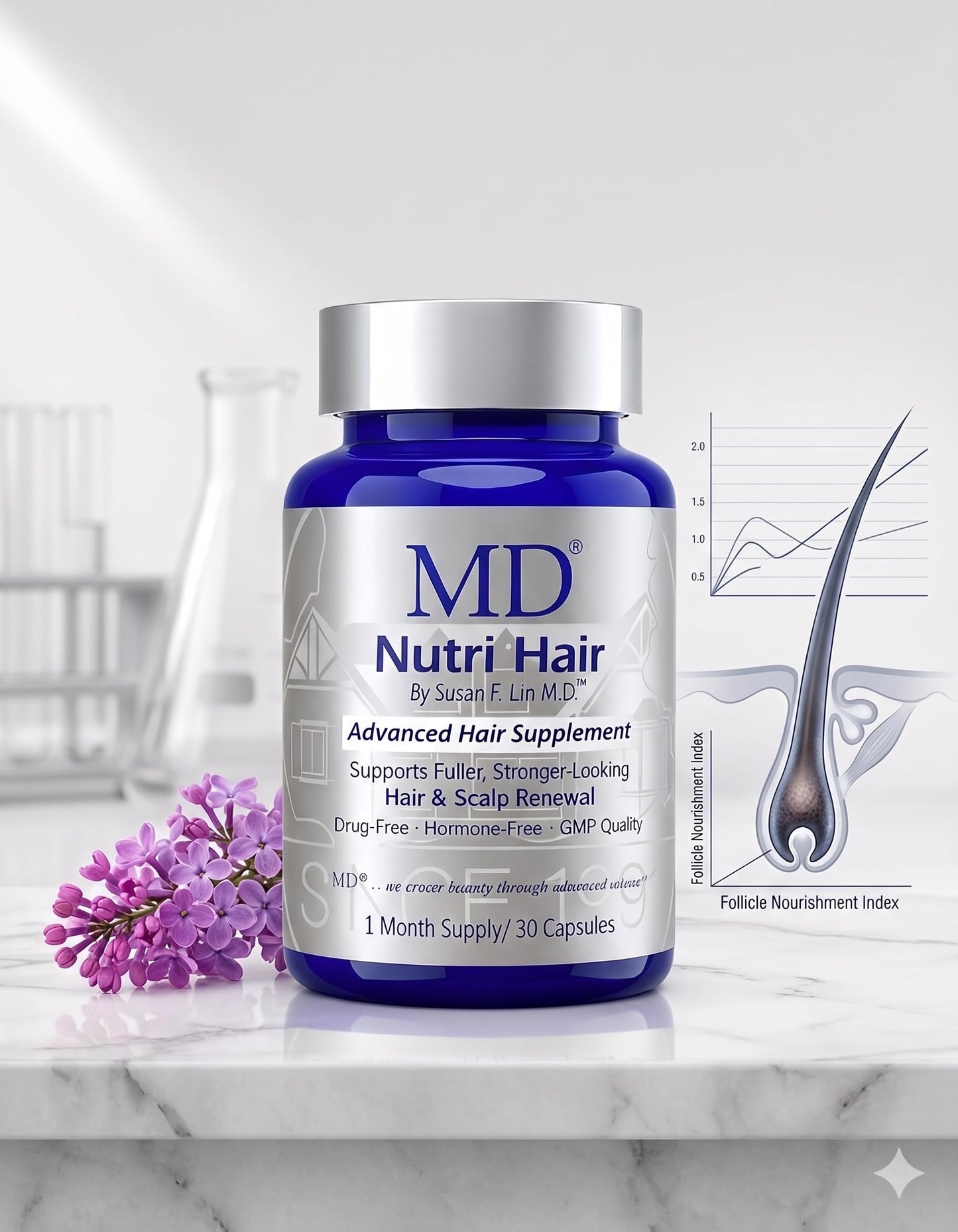MD Nutri Hair Biotin Supplement Capsules, 30 Count