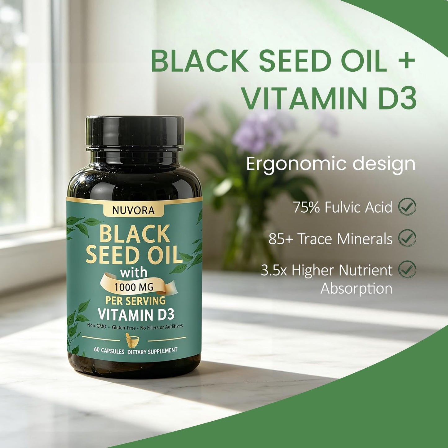 Nuvora Sabel Black Seed Oil Capsule, 60 Count