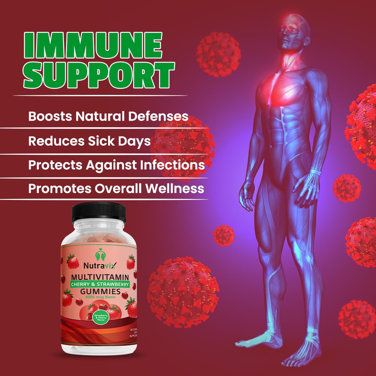 NutraviX Multivitamin Gummies 60 Count