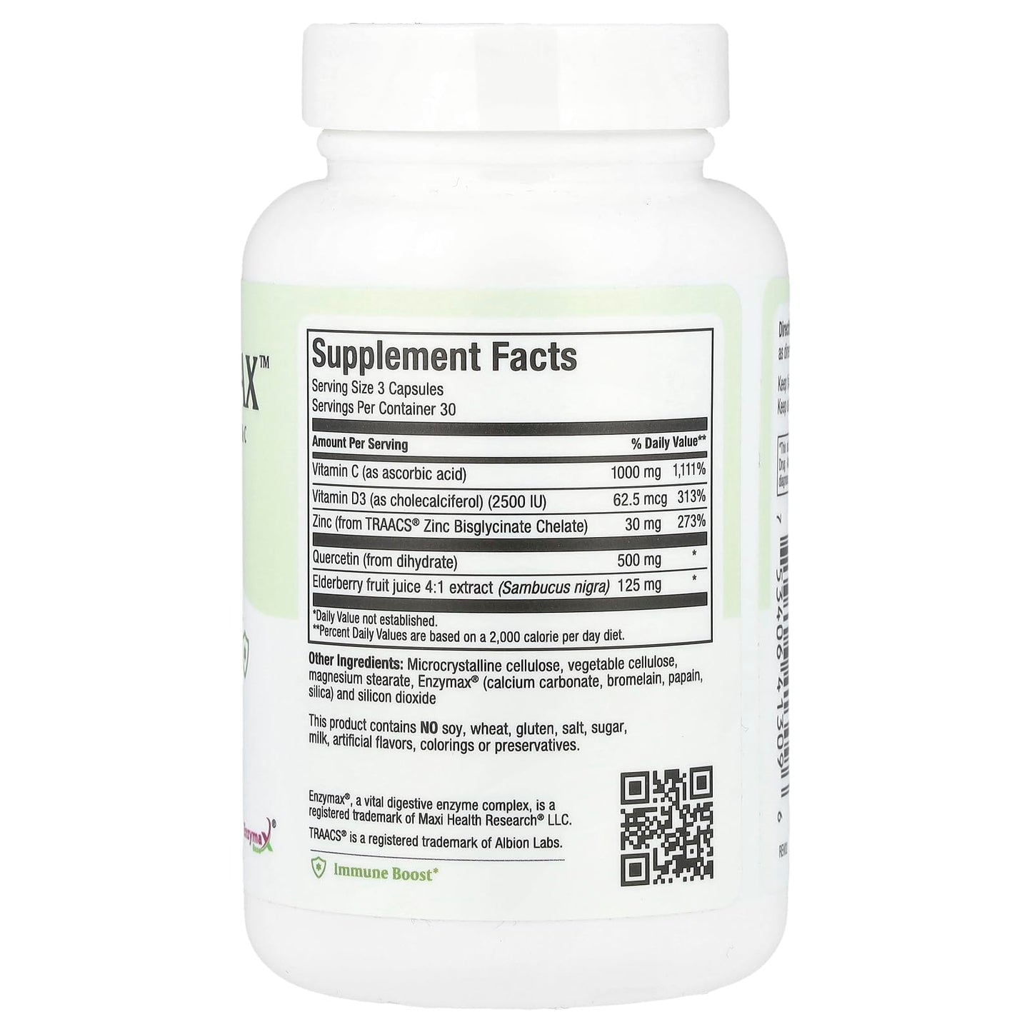 Maxi Health Quercetin 500mg Capsules with Elderberry Vitamin C and Zinc, 90 Veg Capsules
