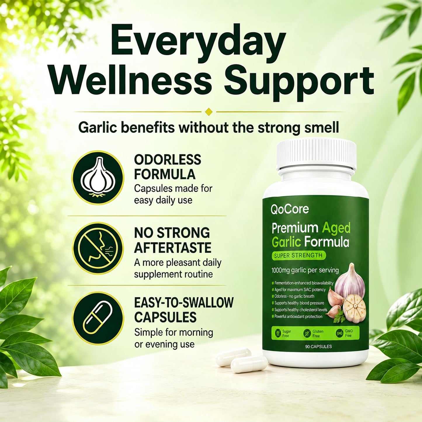 Asolla Qocore Aged Black Garlic, Aged Garlic Extract Capsule 1
