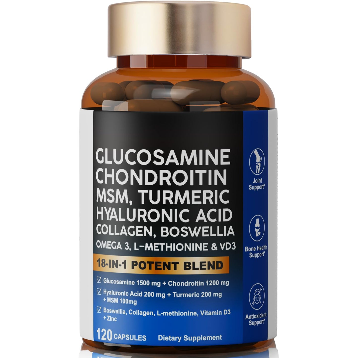 Dr. HR Joint Health Supplement for Mobility & Flexibility - Glucosamine Chondroitin MSM Turmeric Complex Capsule, 1 Count