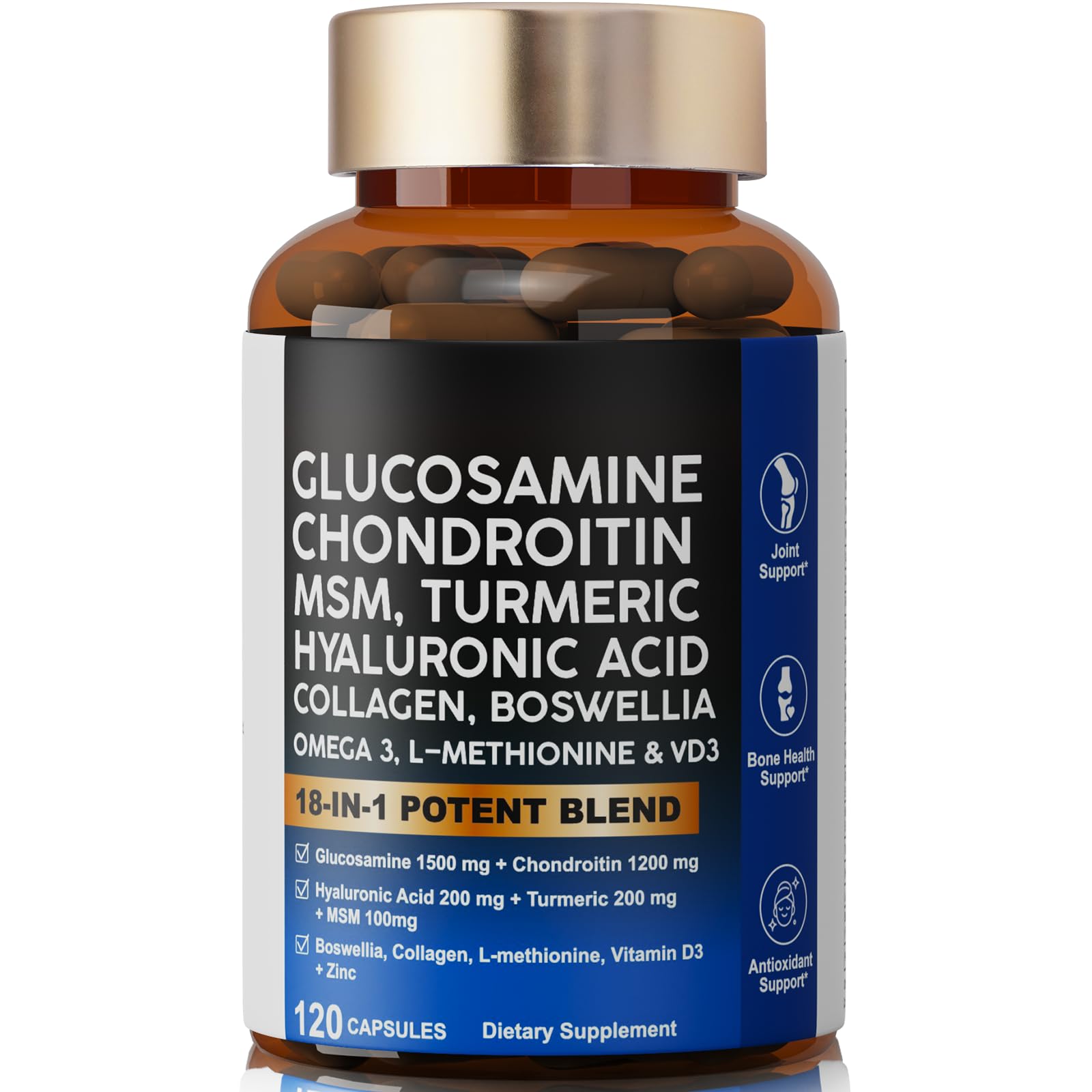 Dr. HR Joint Health Supplement for Mobility & Flexibility - Glucosamine Chondroitin MSM Turmeric Complex Capsule, 1 Count