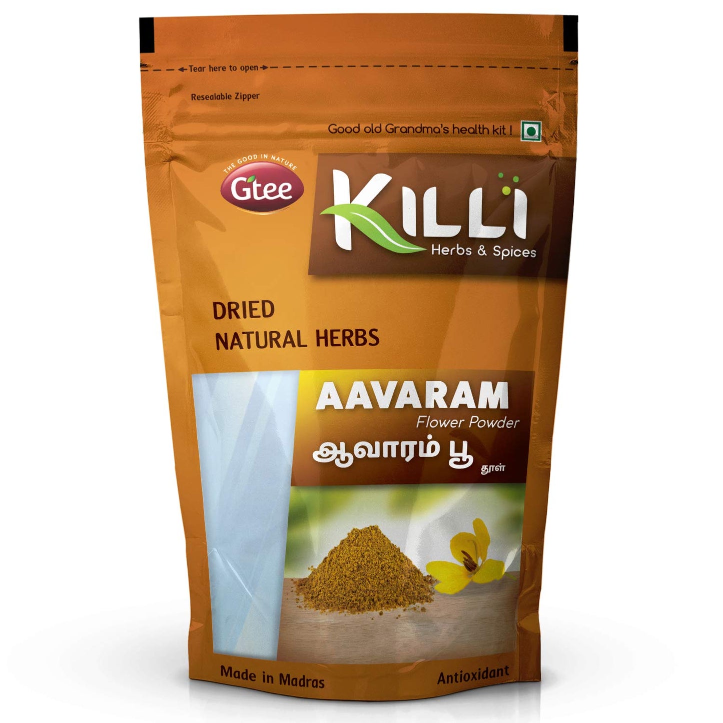 KILLI Avarampoo Tarwar Aavaram Senna auriculata Tangedu Flower Powder, Pack of 2