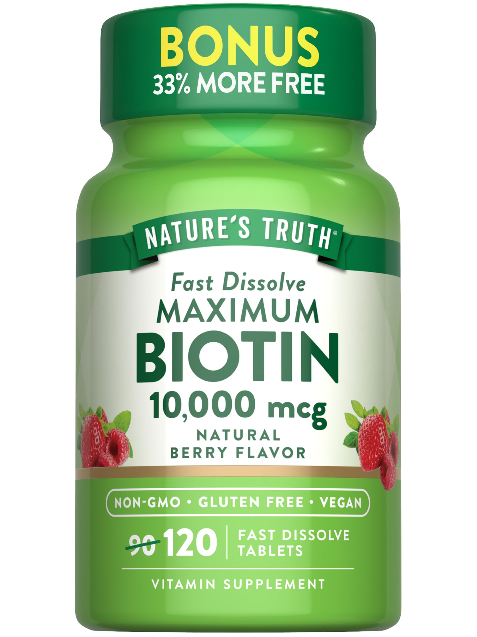 Nature's Truth Biotin 10000mcg Fast Dissolve Tablets, 120 Count