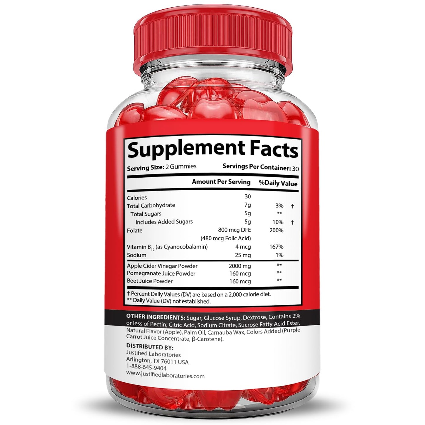 Justified Laboratories Keto Crave ACV Gummies Extreme 2000MG Advanced Formula, 600 Gummies