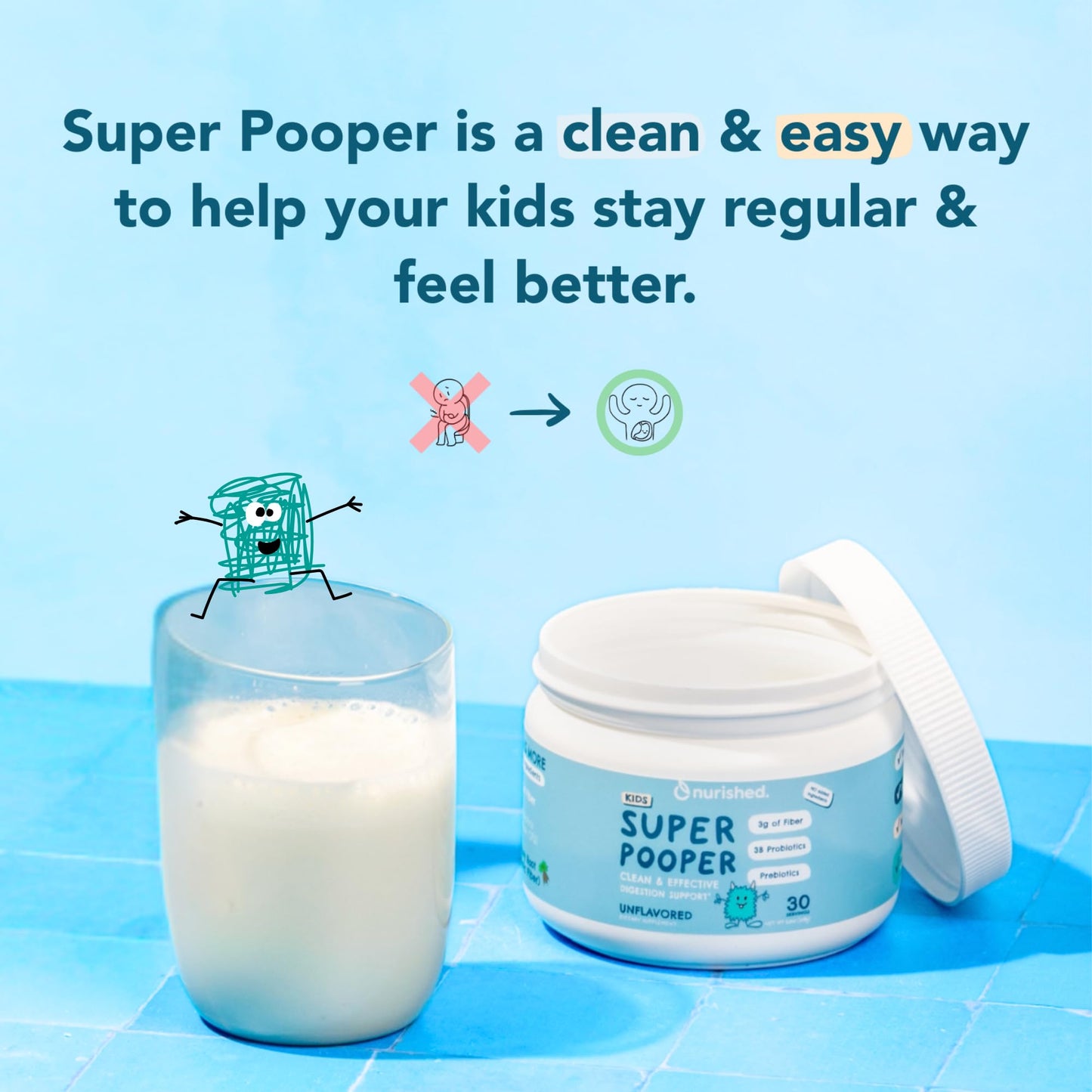 Nurished Super Pooper for Kids & Toddlers Powder 30 Servings