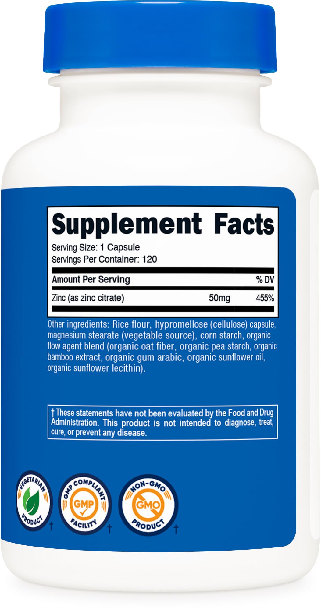 Nutricost Zinc Chelate 50mg Capsules, 120 Count