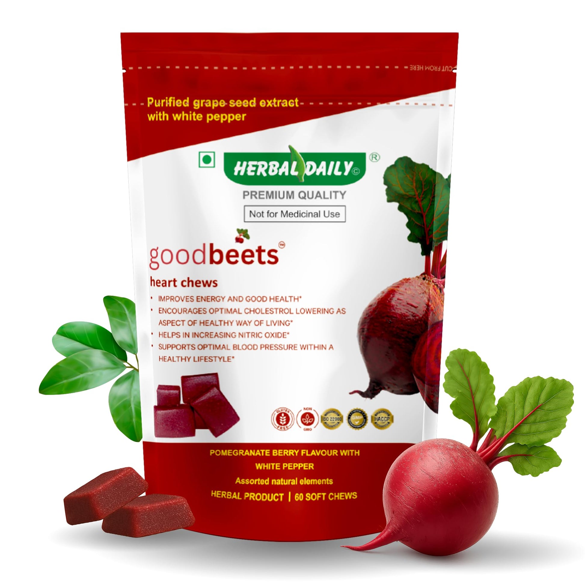 HERBAL DAILY Goodbeets Soft Chews 60 Count