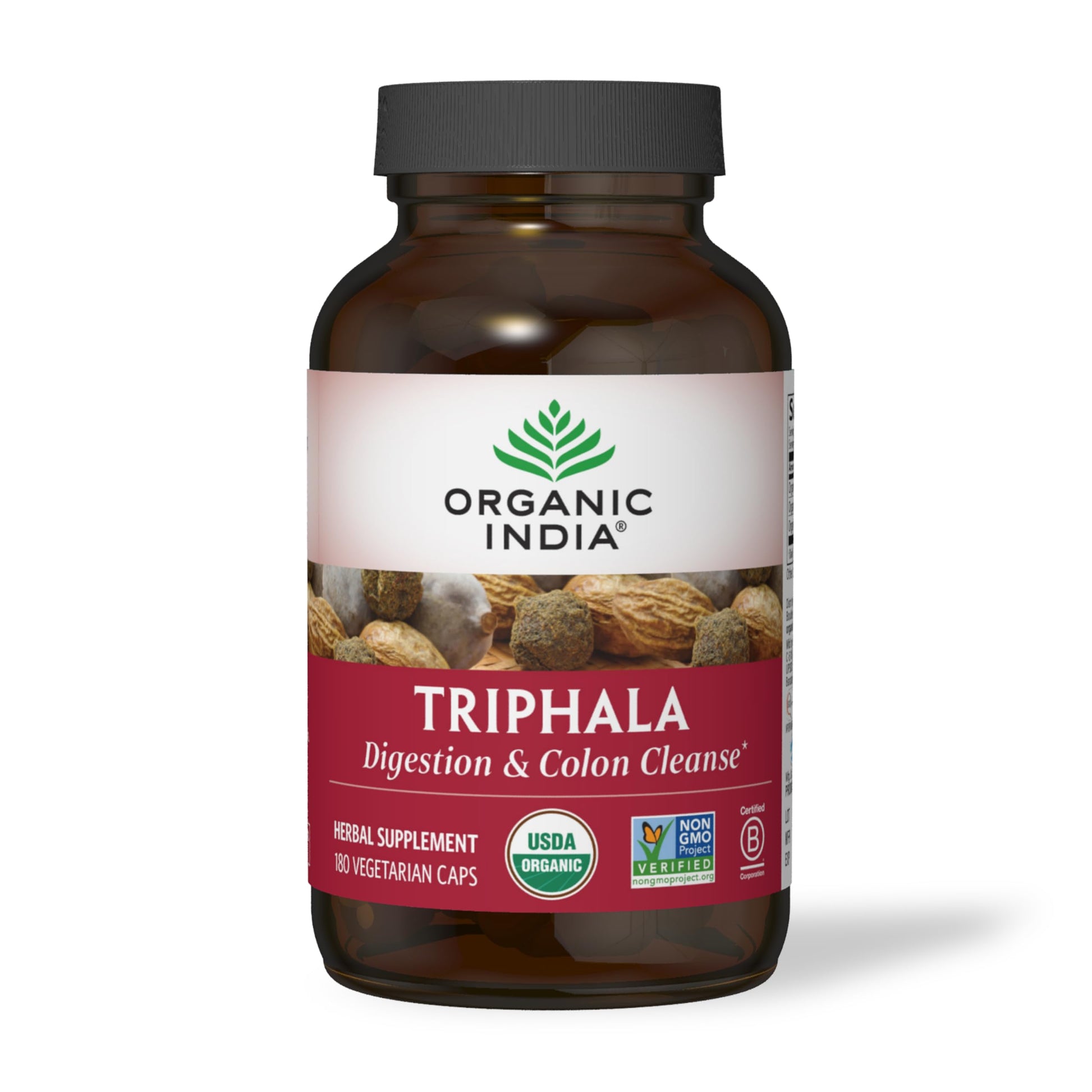 ORGANIC INDIA Triphala Capsules Organic - Herbal Supplement with Amla, Bibhitaki, Haritaki, Digestion & Colon Support, Immune System Support, Adaptogen, Vegan, USDA Certified Organic, 180 Capsules
