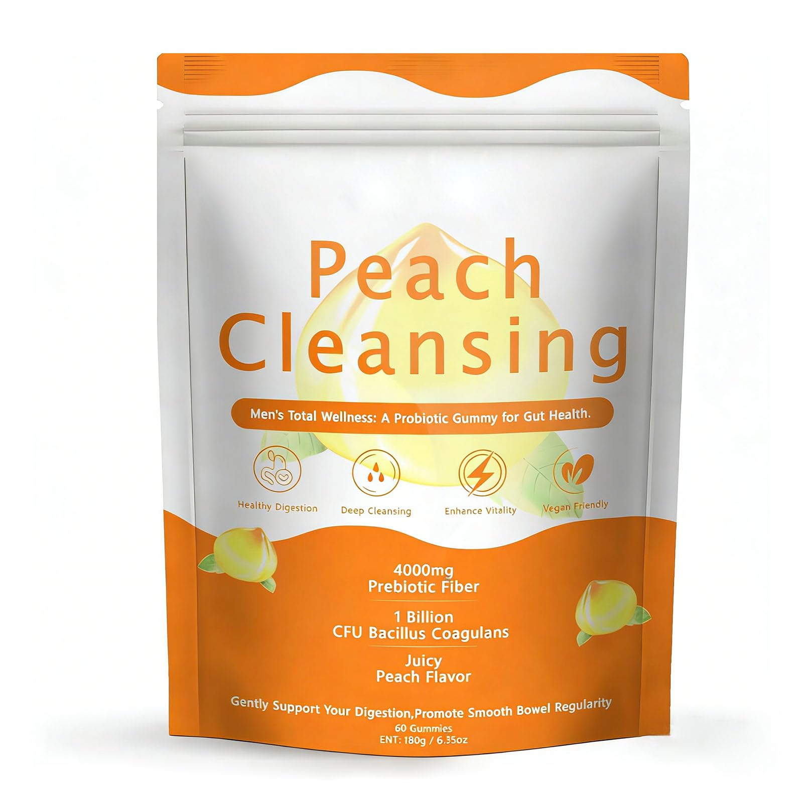Generic Peach Cleansing Fiber Gummies, 30 Count