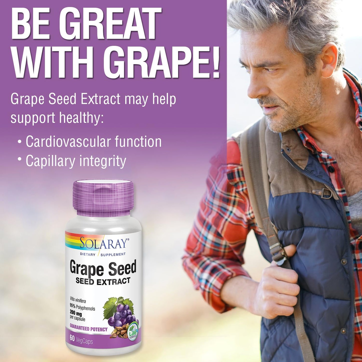 Solaray Grape Seed Extract 200 mg Plus Bioflavonoid Complex Capsules, 60 Capsules
