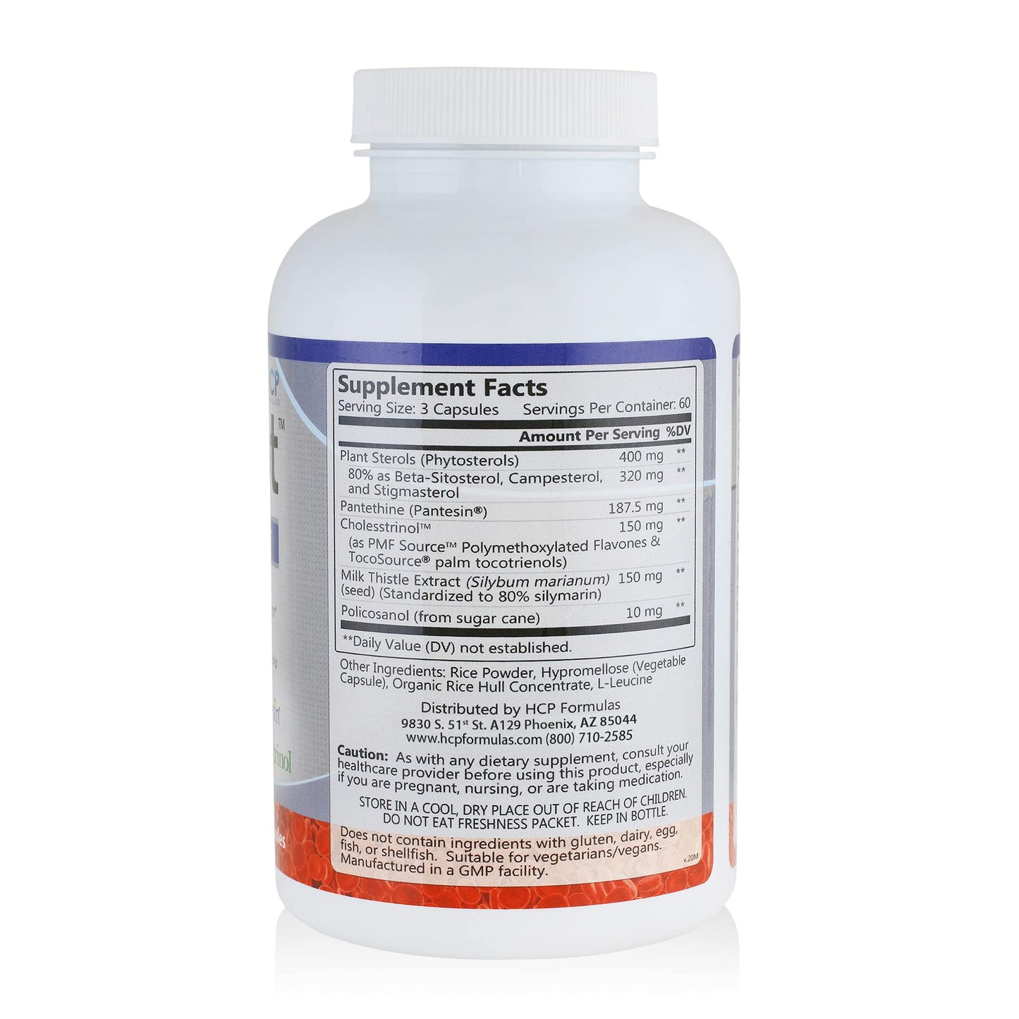 HCP Formulas LipiCept Natural Cholesterol Support Formula with Plant Sterols - Maintain Healthy Cholesterol Levels Already Within a Normal Range - Vegetarian Dietary Supplement, 180 Capsules