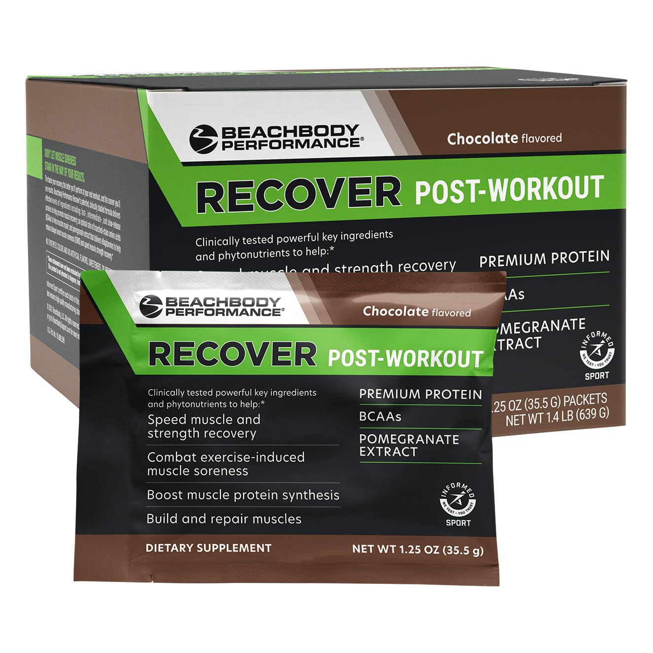 BODi Recover Post Workout Whey Protein Powder - Chocolate, 25.6 oz