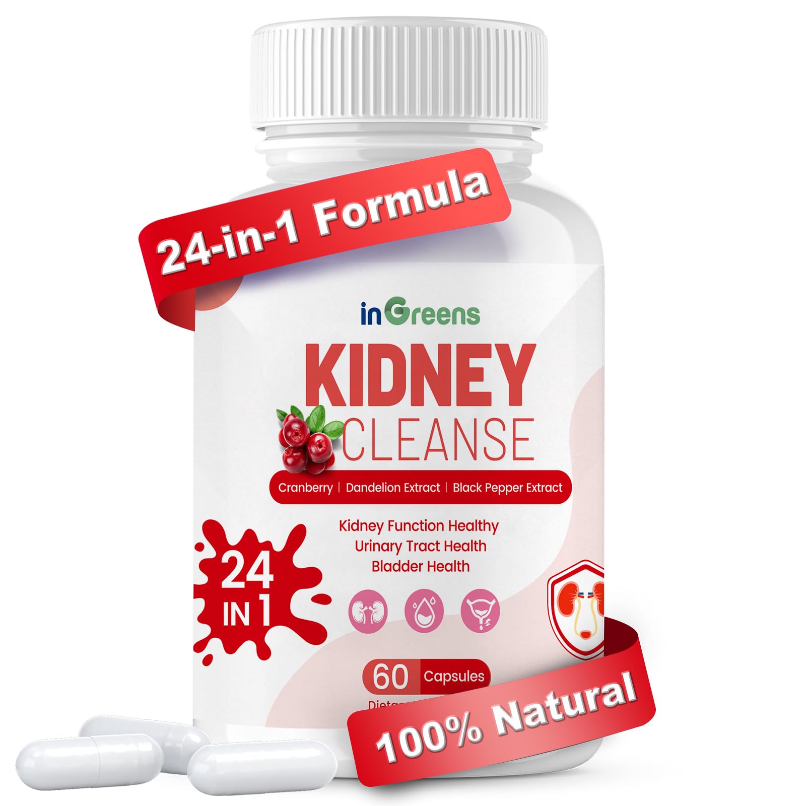 inGreens 24-in-1 Kidney Support Supplement 60 Capsules