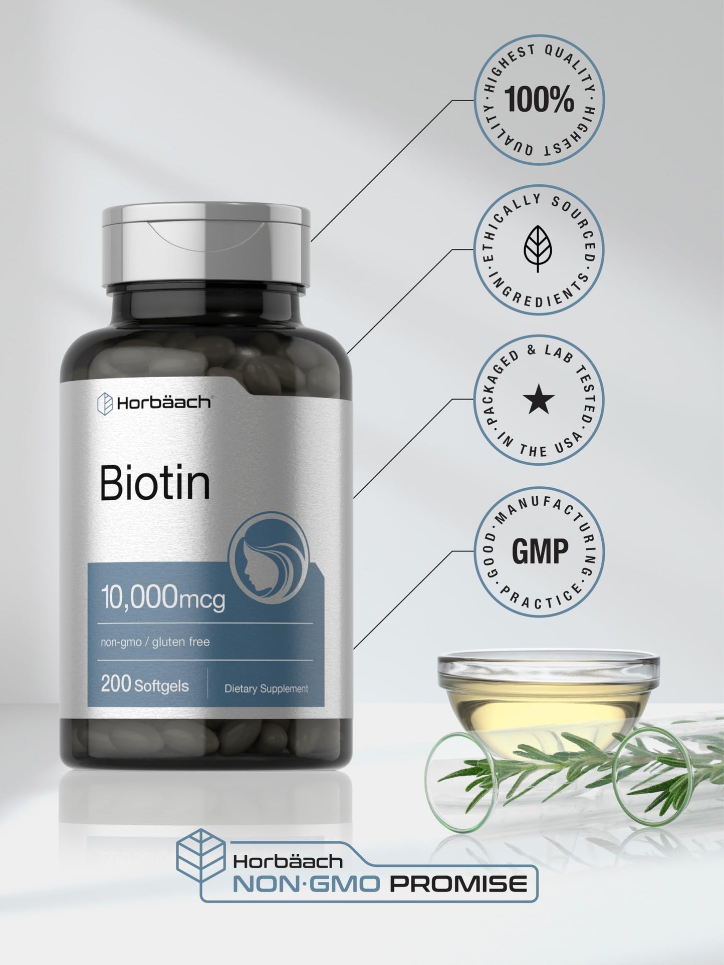 Horbäach Biotin 10000 mcg Softgels 200