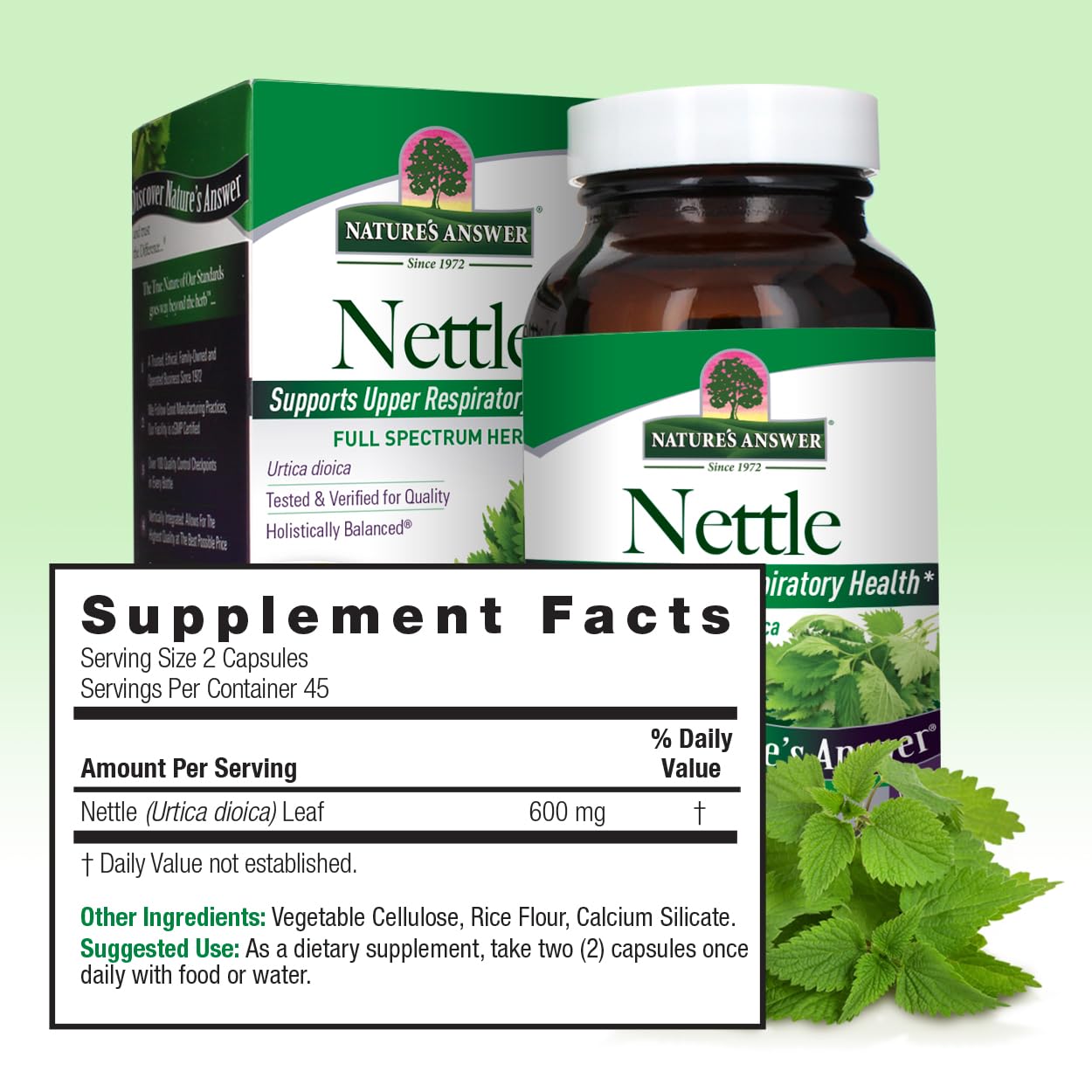 Nature's Answer Nettle Leaf Vegan Capsules 90 Count