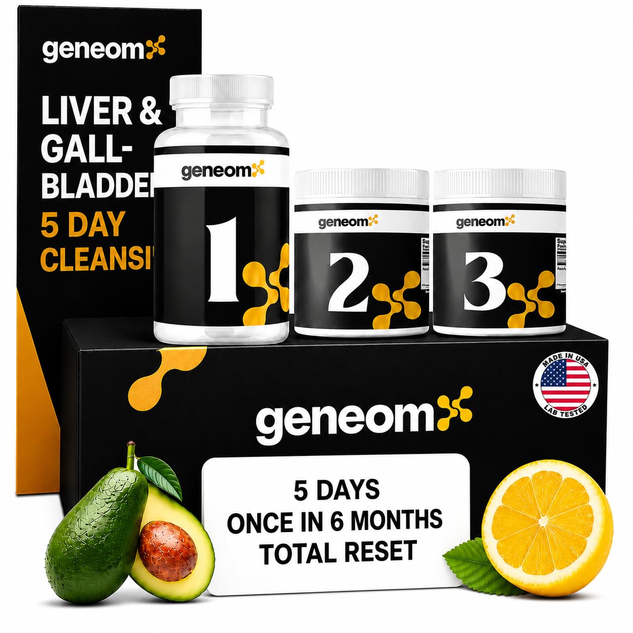 Geneomx Advanced 5-Day Liver & Gallbladder Cleanse & Detox Formula Capsules & Powder, 15