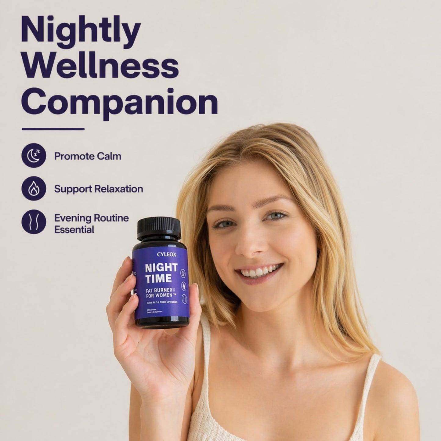 Cyleox Evening Wellness Formula for Women – Nighttime Balance, Relaxation & Calm Support Capsules, 60 Count