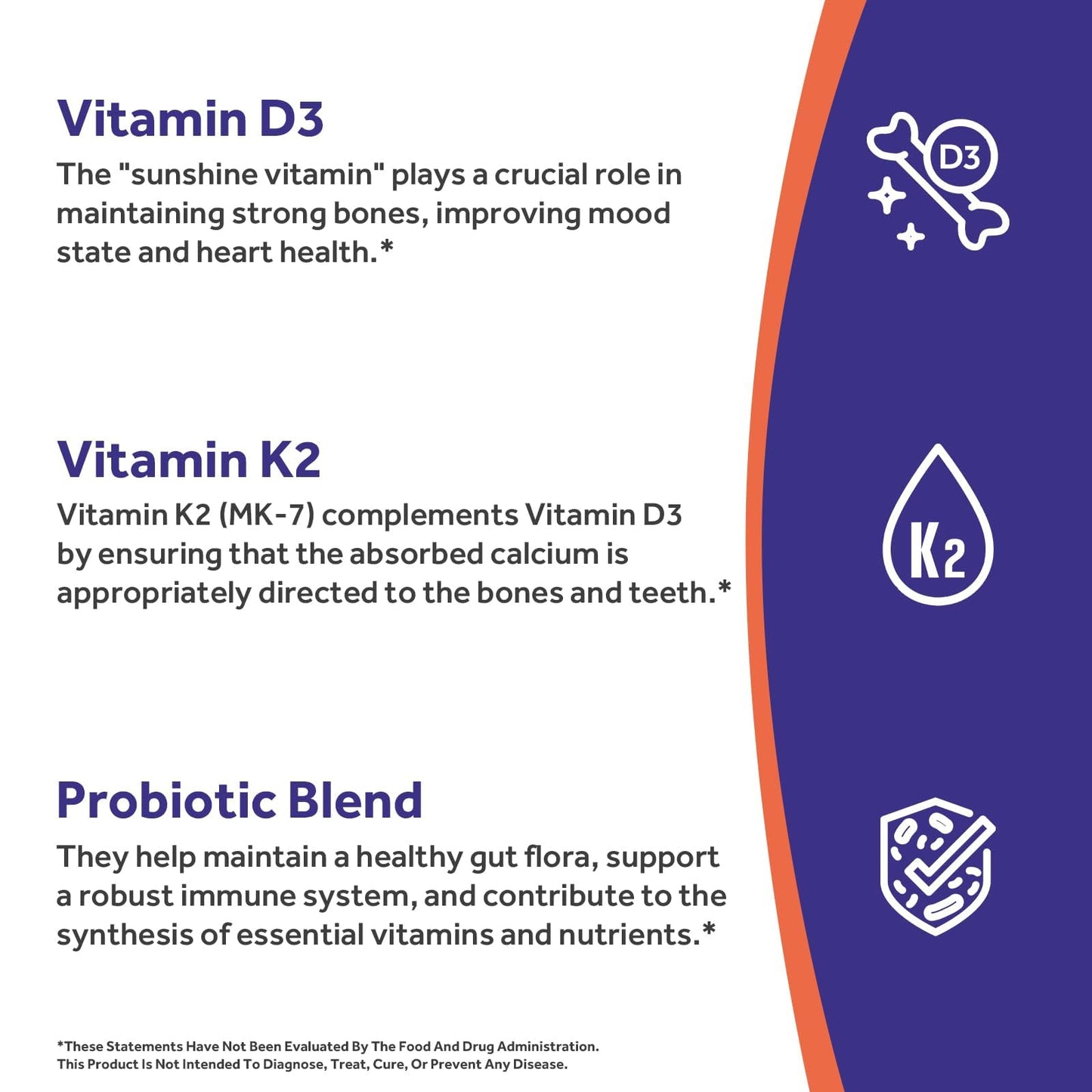 Doctor's Recipes Vitamin D3 K2 with Probiotics for Women & Men, 10000 IU D3, 200 mcg K2 for Bone & Immune Health, 50 Billion CFU Probiotics with Akkermansia Muciniphila for Gut Balance, 60 Capsules