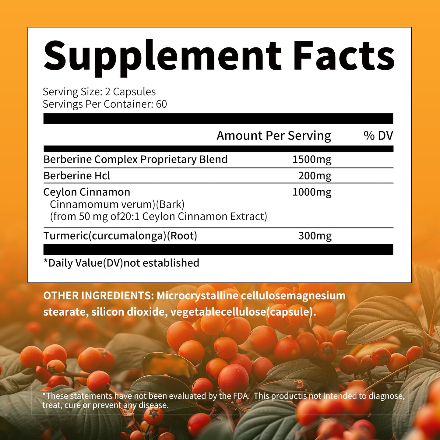 ElevateLife Berberine Supplement with True Ceylon Cinnamon, Berberine 1500mg Per Serving, 120 Capsules