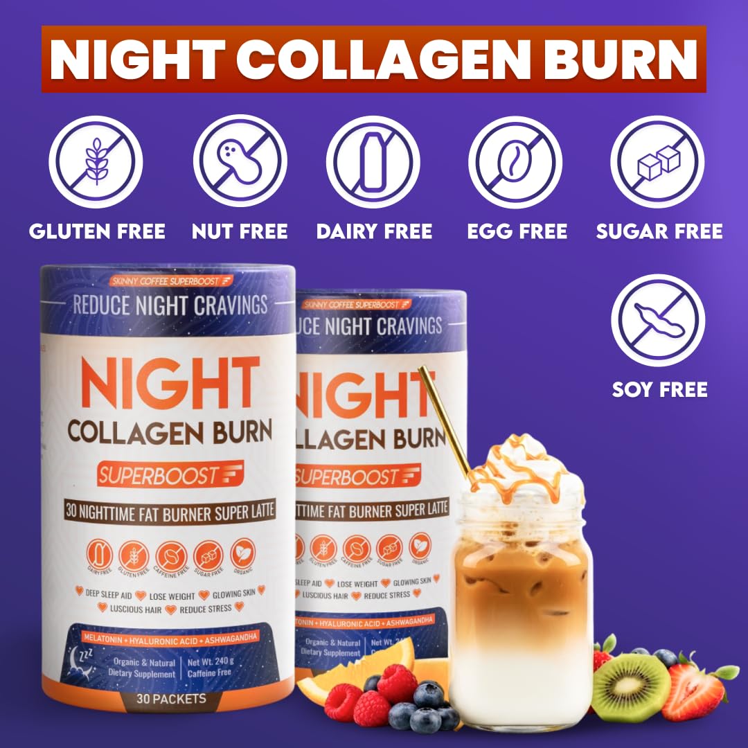Skinny Coffee SuperBoost Night Collagen Burn Powder 30 Servings