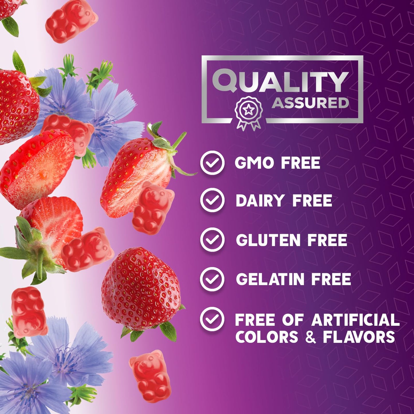 Nature's Nutrition Fiber Gummies for Adults, Soluble Fiber 4g Per Serving - Plant-Based Prebiotic Fiber Supplement for Digestive Health, Gut Health, & Regularity Support - Vegan Berry Flavor, 60 Gummies