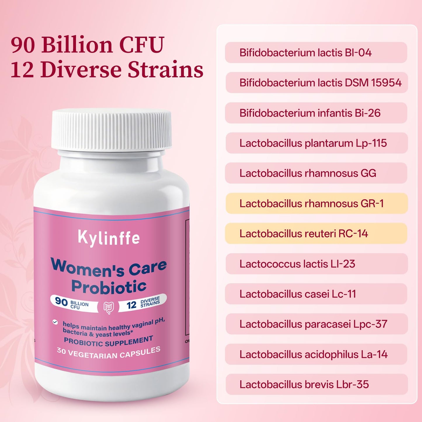 Oopeatol Women's Probiotic 90 Billion CFU 12 Strains Capsules, 30 Count