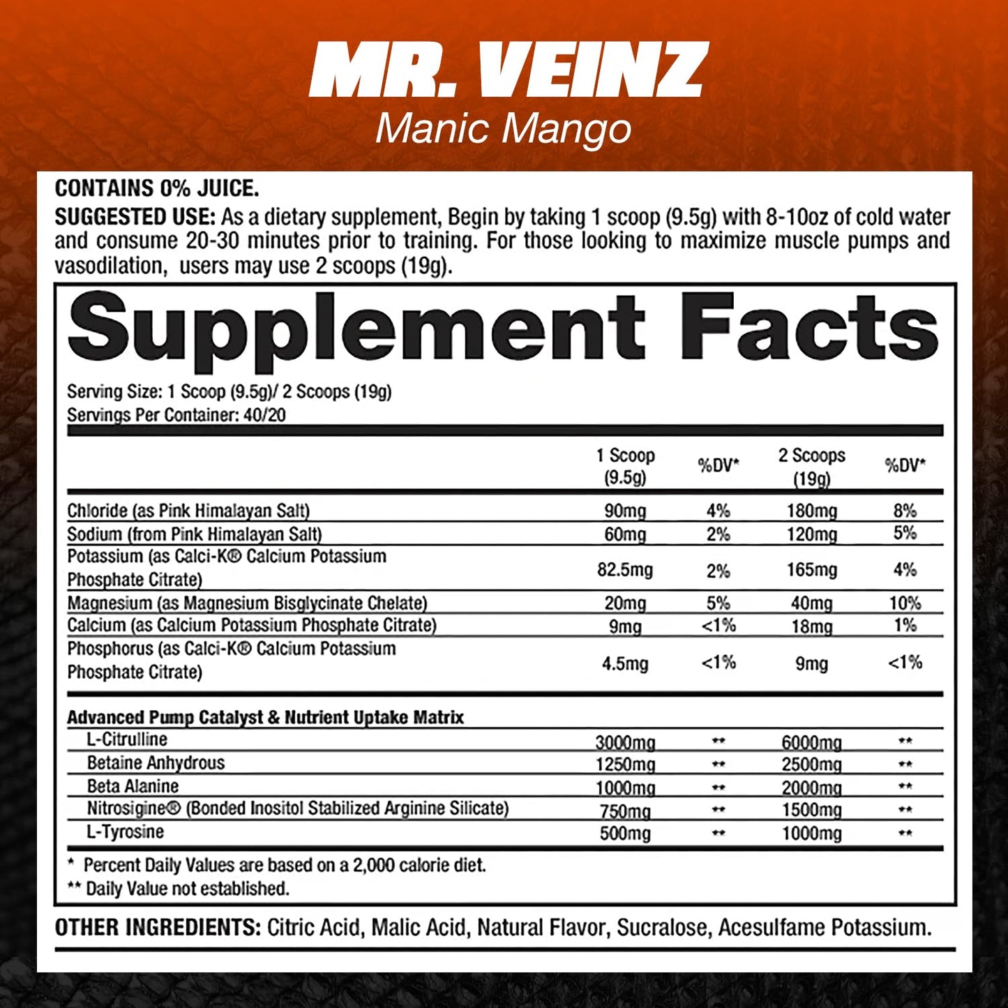 DRAGON PHARMA Mr. Veinz Stim Free Pre-Workout Powder 13.4 Ounce