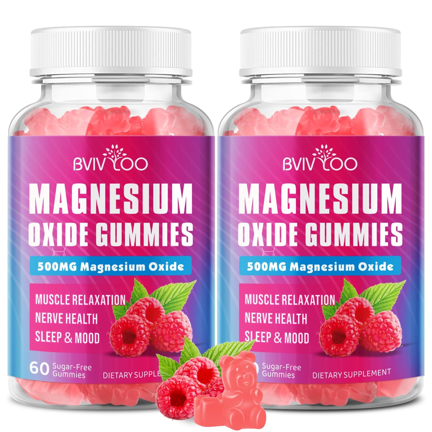 BVIVLOO Magnesium Oxide 500mg Gummies, 120 Gummies