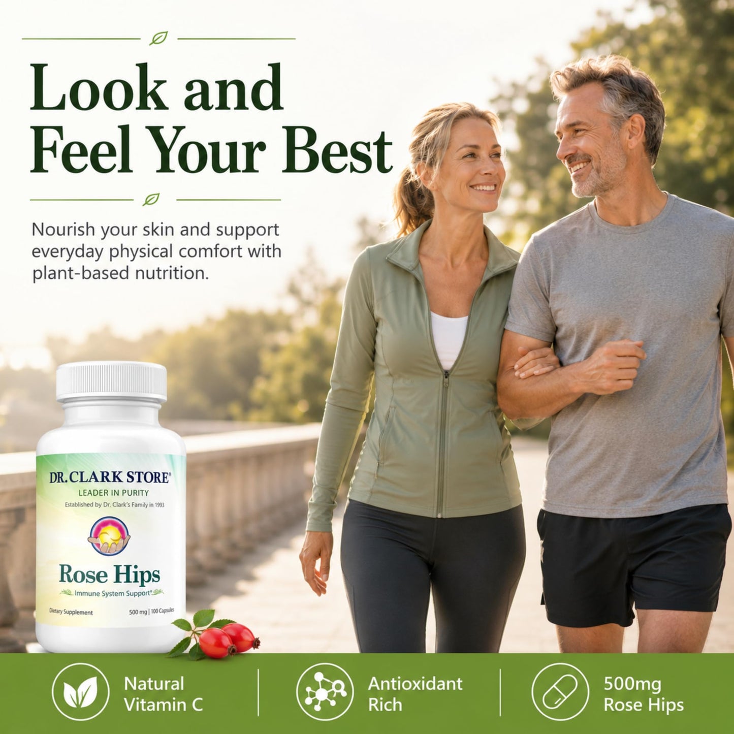 Dr Clark Store Rose Hips Supplement 500 mg Capsule, 100 Count