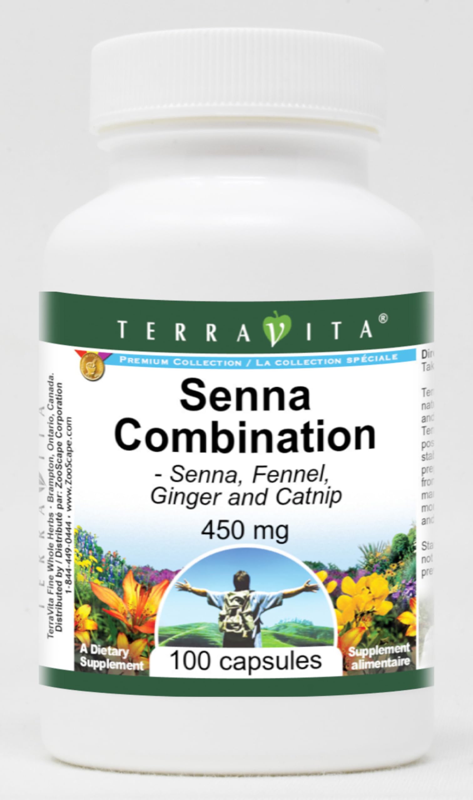 Terravita Senna Combination - Senna, Fennel, Ginger and Catnip - 450 mg Capsules, 300 Count