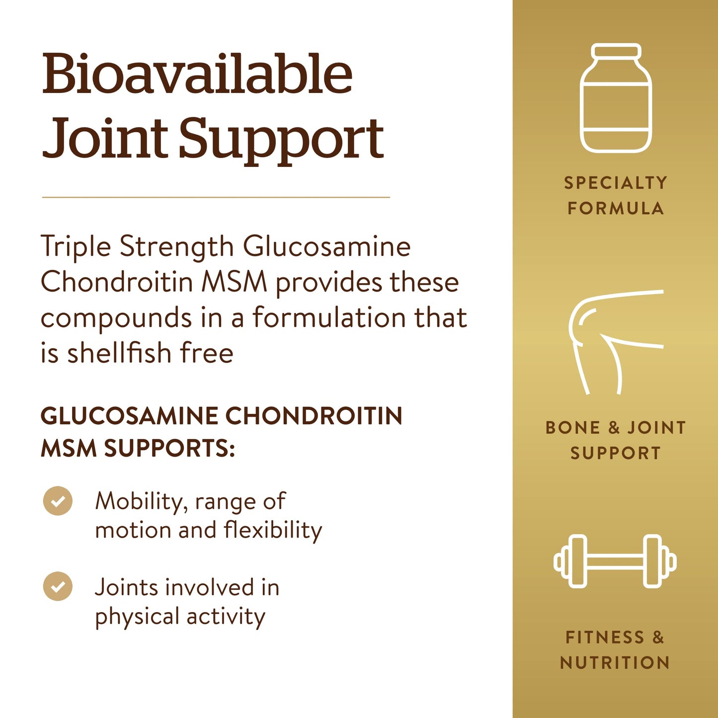 Solgar Triple Strength Glucosamine Chondroitin MSM Tablets, 120 Count
