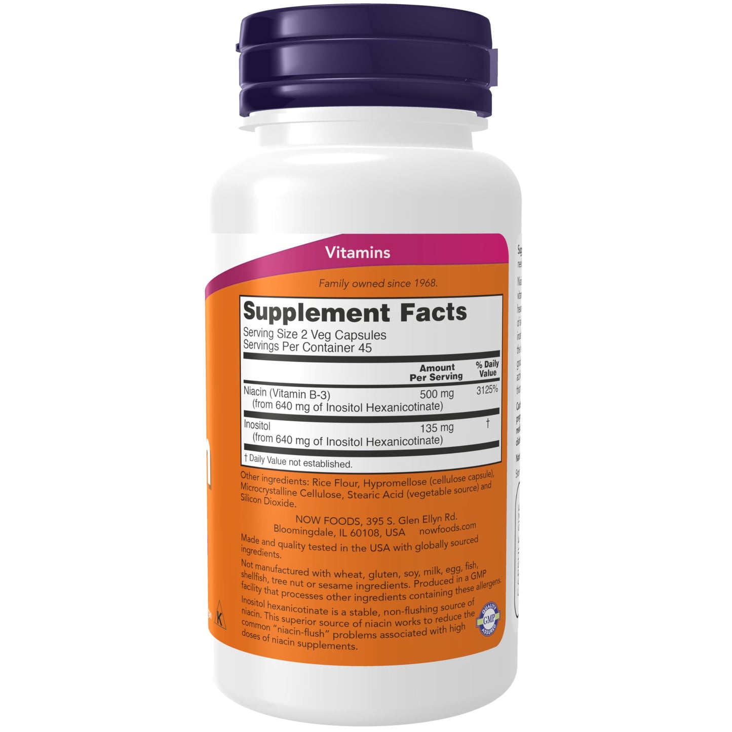 NOW Foods Niacin (Vitamin B-3) 250 mg Flush-Free Capsules, 90 Count