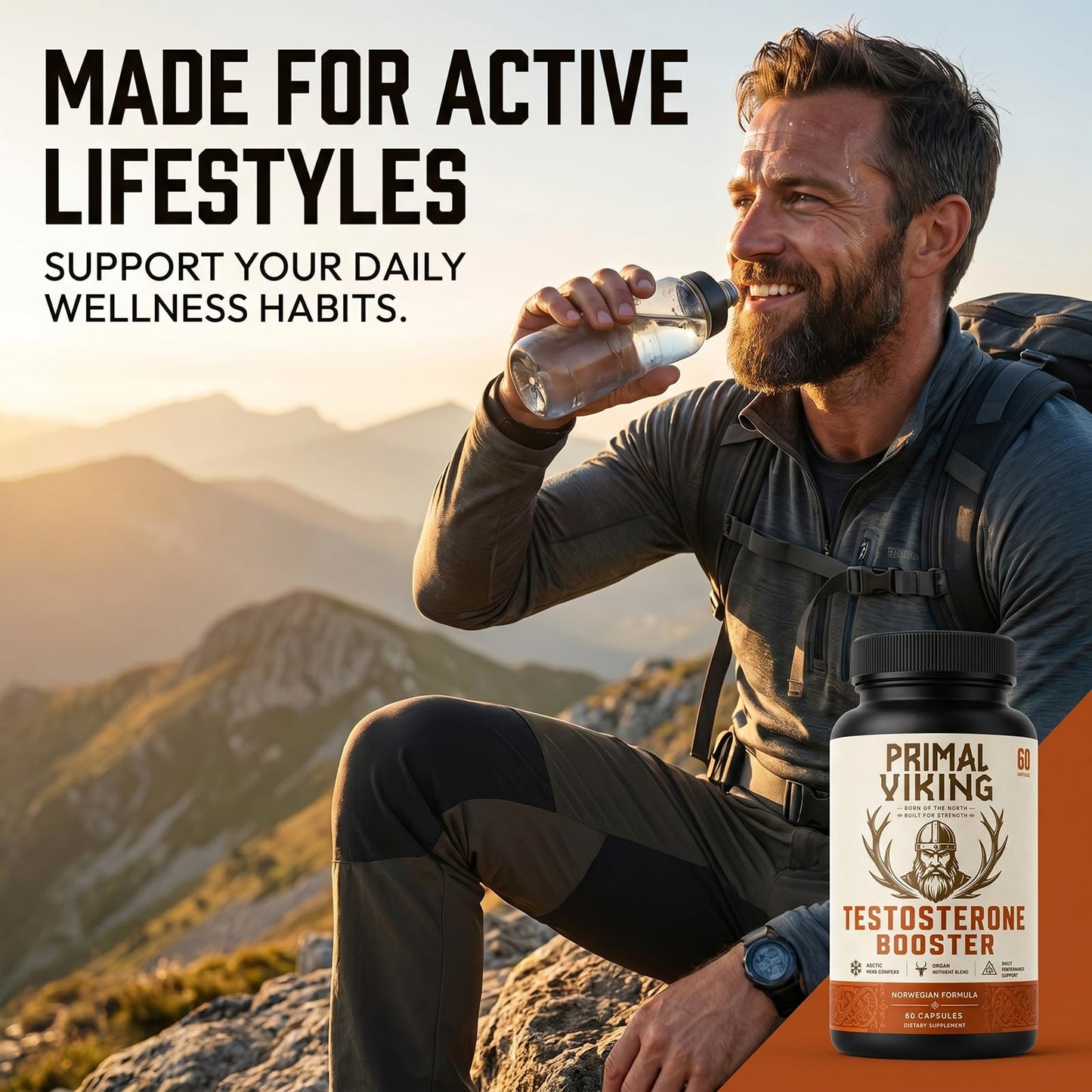 Primal Viking Booster Men's Wellness & Vitality Capsules, 60 Capsules