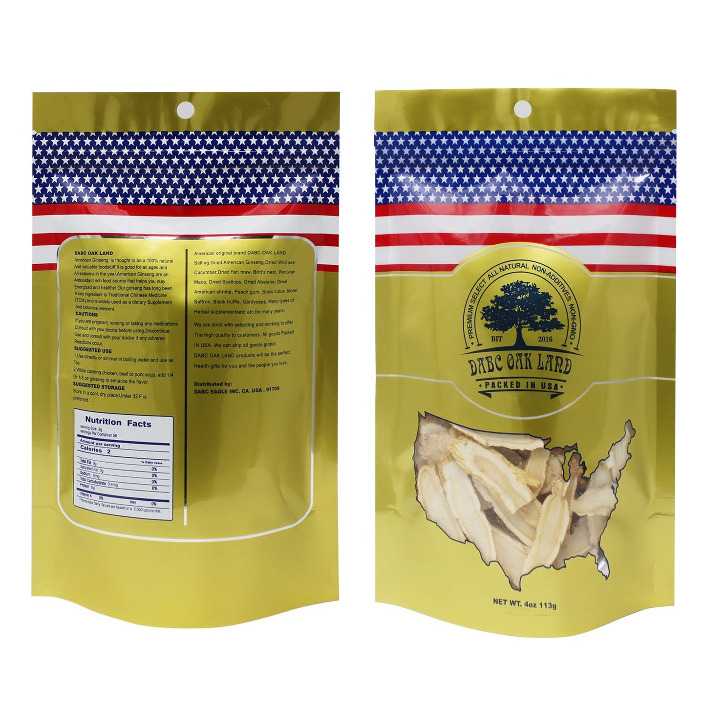 DABC OAK LAND American Ginseng Slices Tablets, 4-Count