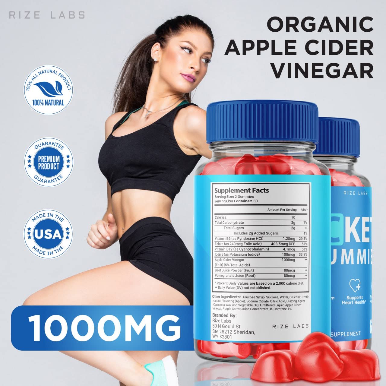 Rize Labs AC Keto Gummies for Advanced Weight Loss Support Max Strength Formula Keto+ACV Energy 1000mg Gummies, 300 Gummies