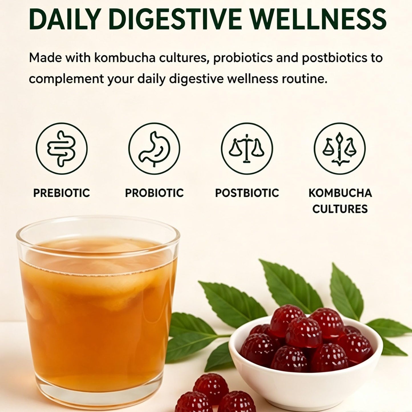 Tilly Bare Infuse Probiotic Kombucha Gummies, 60 Count