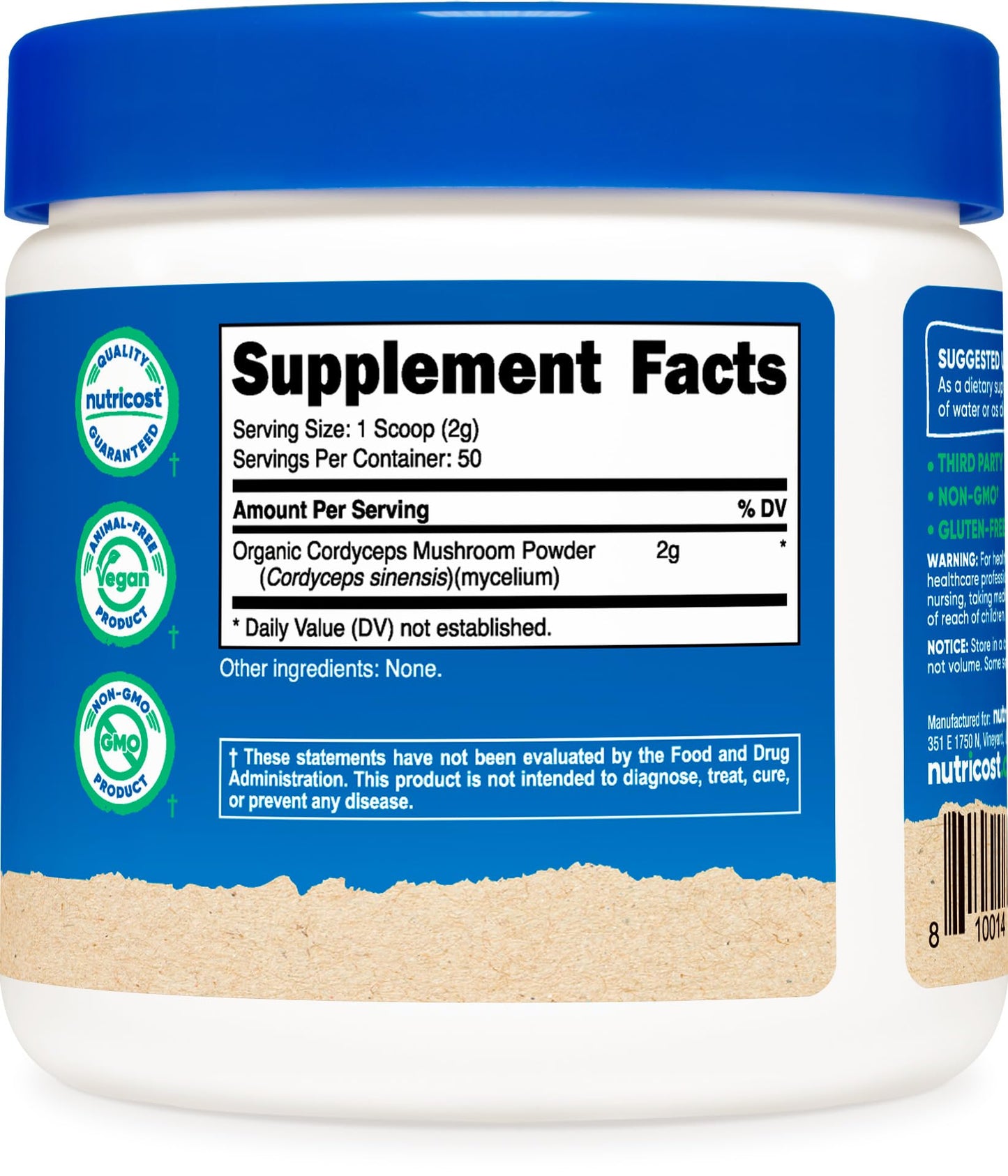 Nutricost Organic Cordyceps Powder 3.6 Ounce