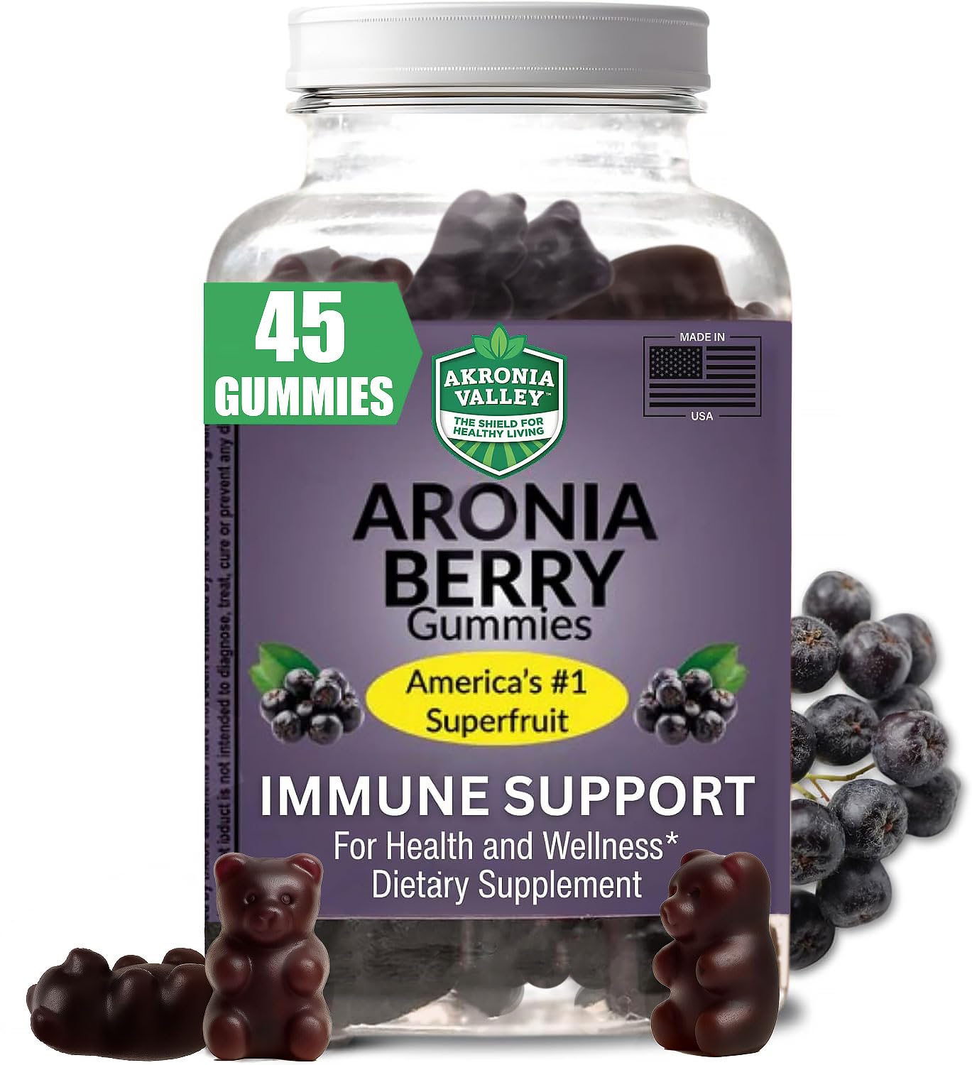 Akronia Valley Aronia Berry Gummies 45 Count