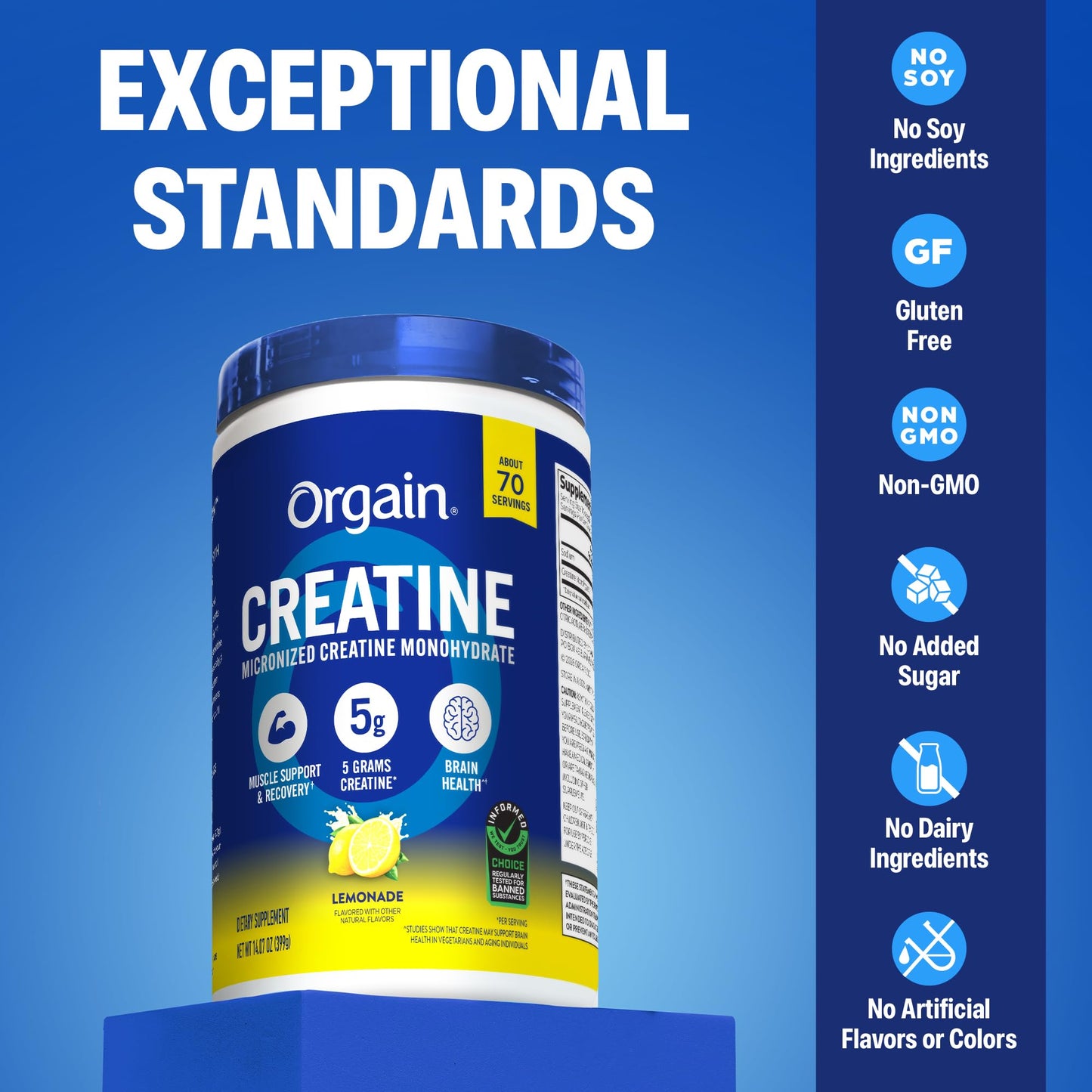 Orgain Creatine Monohydrate Micronized Powder Lemonade, 14.07 oz
