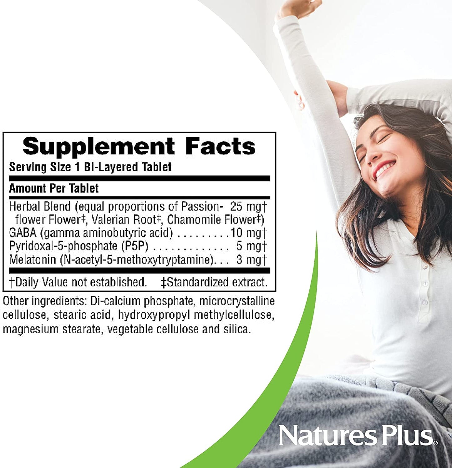 NaturesPlus Melatonin 3 mg Rapid & Sustained Release Bi-Layered Tablets with Chamomile, 60 Tablets