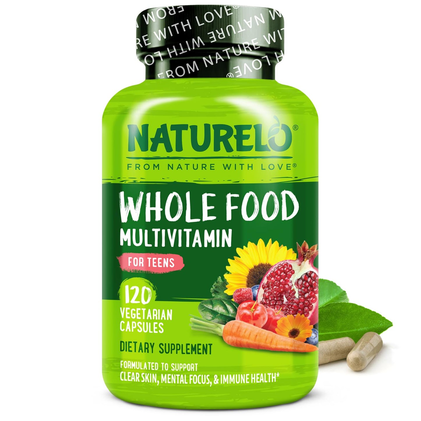 NATURELO Multivitamins for Teenage Girls/Boys, 120 Capsules