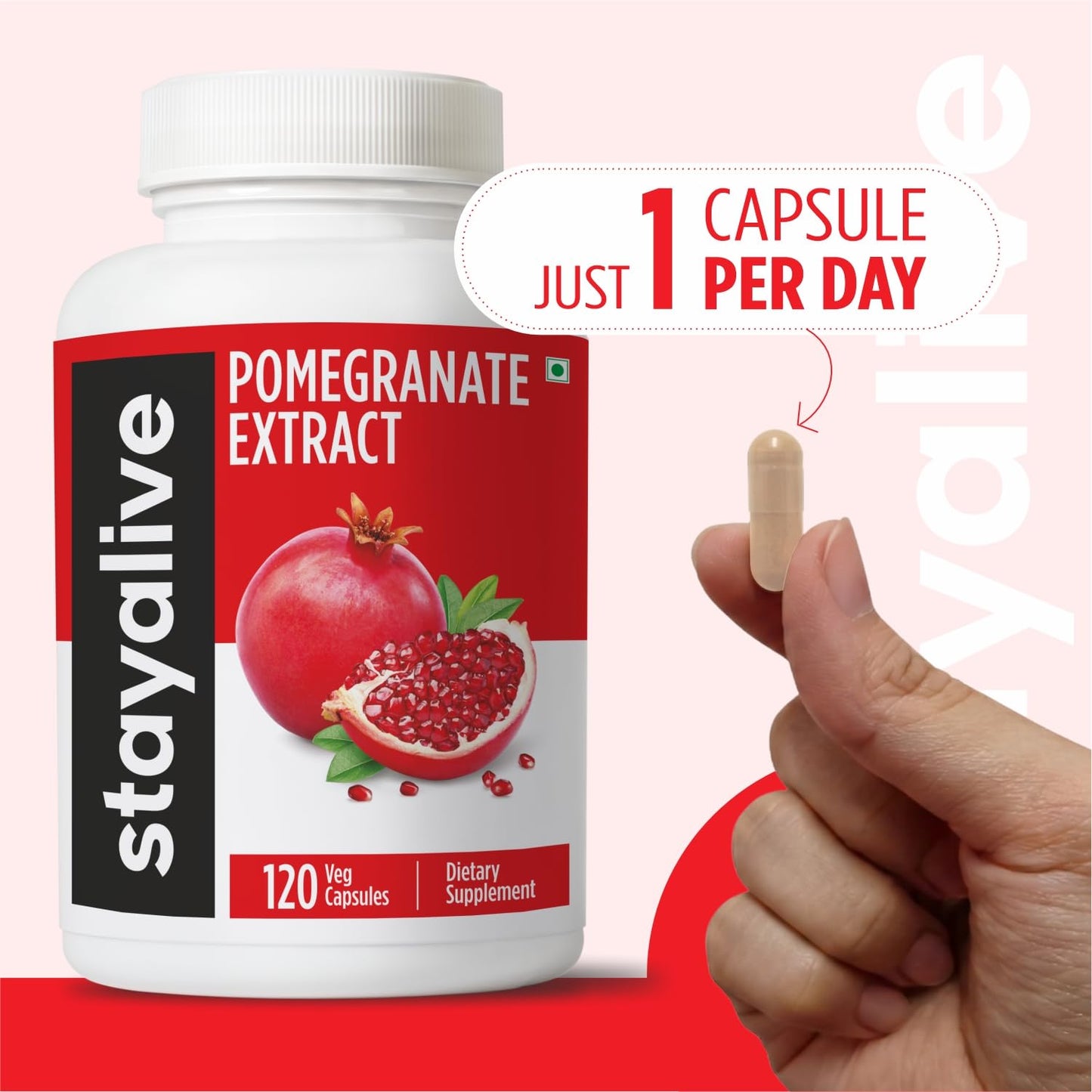 STAY ALIVE Pomegranate Extract Capsules 120 Count