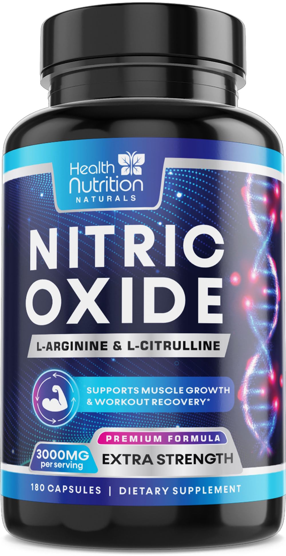 Health Nutrition Naturals Extra Strength Nitric Oxide Booster 180 Capsules