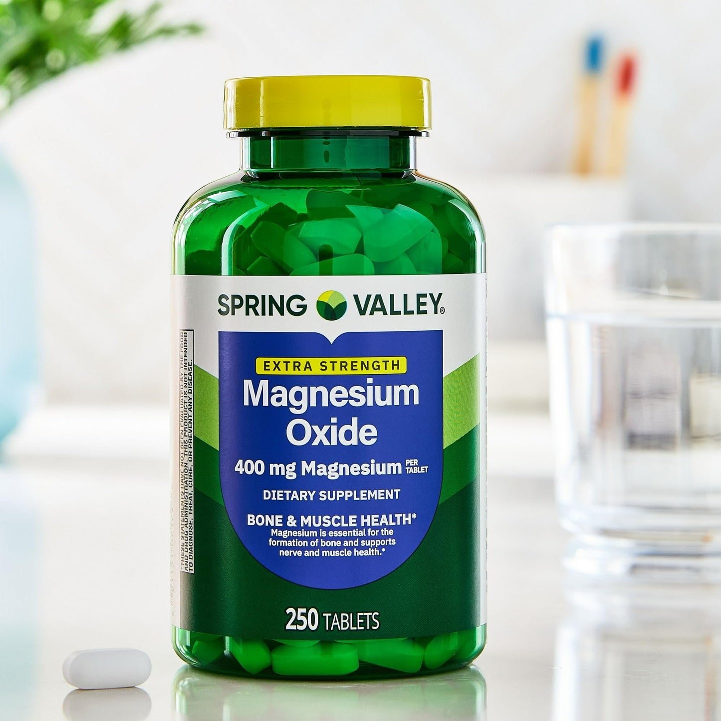 BASKETGOODS Spring Valley Magnesium 400 mg Bone & Muscle Health Tablets, Dietary Supplement, 250 Tablets