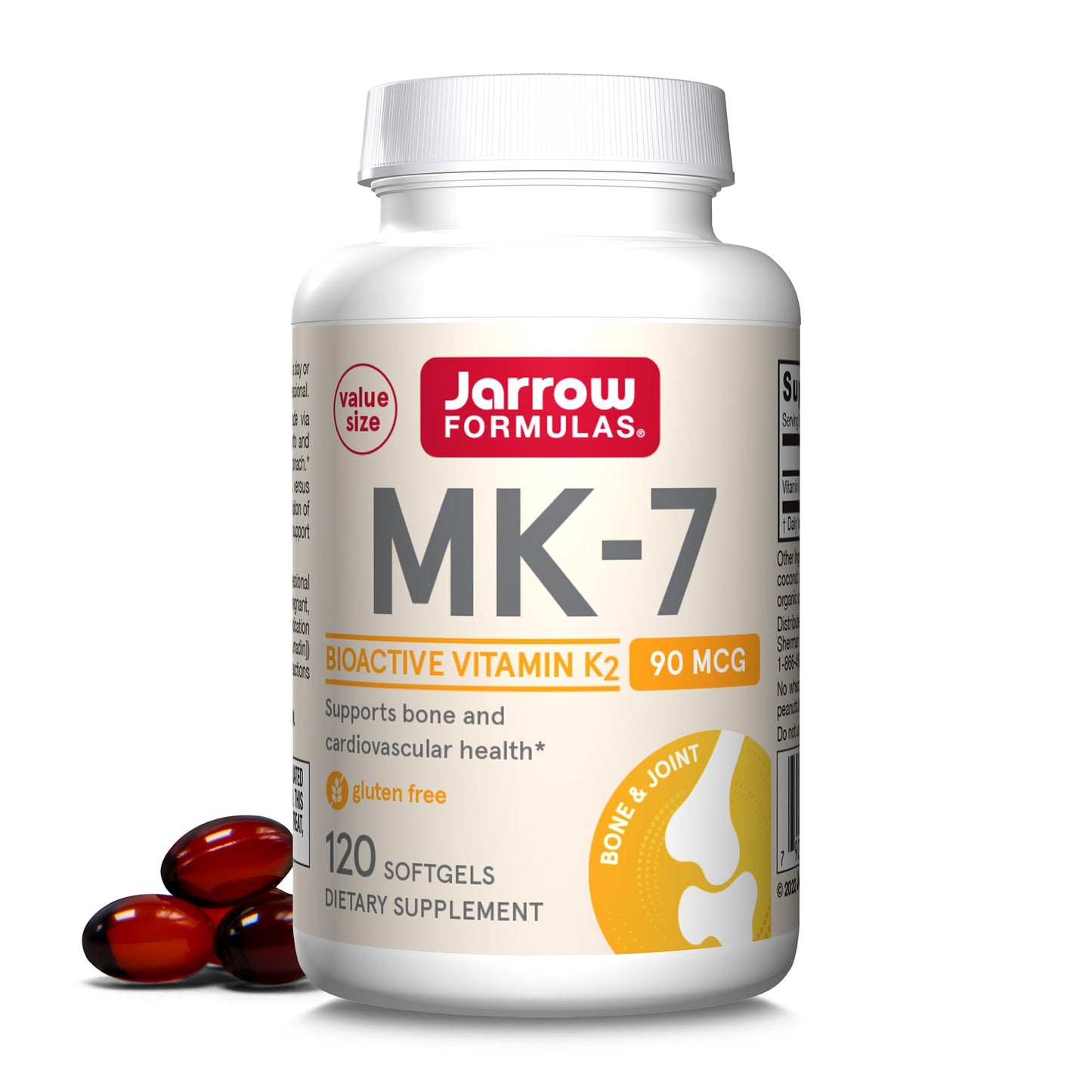 Jarrow Formulas MK-7 90 mcg Bioactive Vitamin K2 Softgels 120 Count