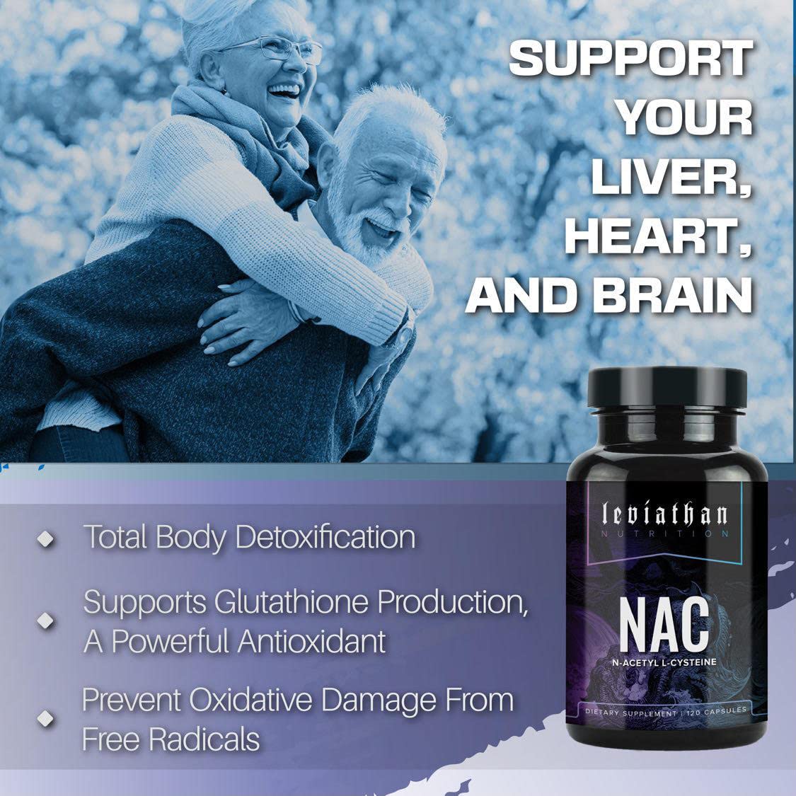Leviathan Nutrition NAC Supplement N-Acetyl Cysteine Capsule, 120 Capsules
