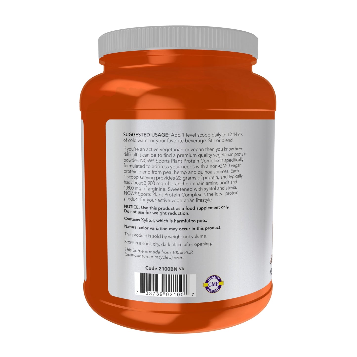 NOW Foods Plant Protein Complex Powder, Chocolate Mocha, 32 Servings