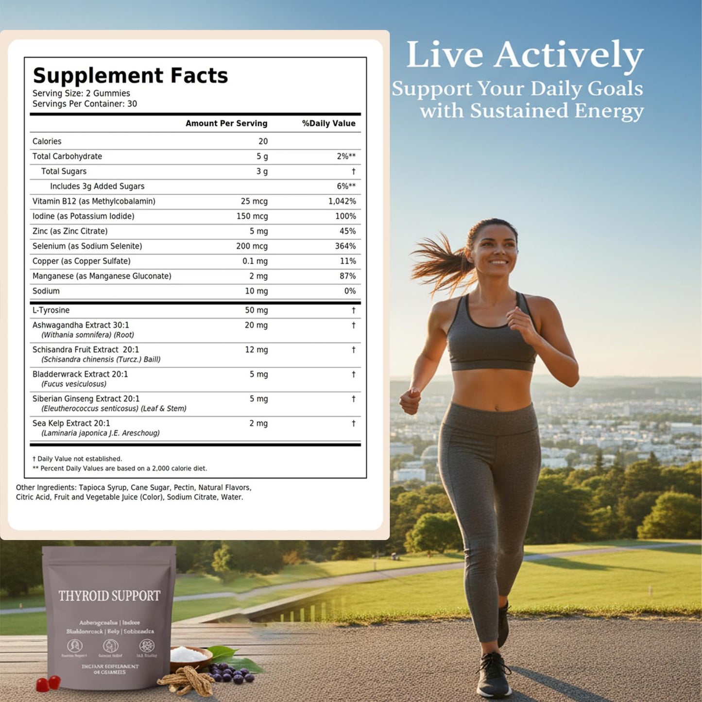 Eloix Thyroid Support Power Gummies for Women with Iodine, Selenium, Zinc, L-Tyrosine & Ashwagandha – Metabolism, Energy & Hormone Balance Support – Berry Flavor – 60 Gummies